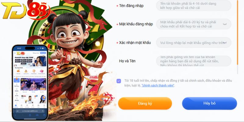 Đăng ký TD88 với trình tự 3 bước nhanh chóng, tiết kiệm thời gian